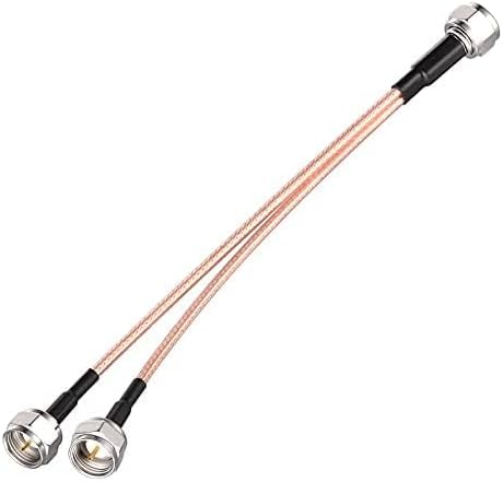 Superbat F Type Splitter Cable 6inch F Male to F Dual Male Coax 75 Ohm TV Splitter for Cable Box, Modem, TV Aerial, Satellite etc.