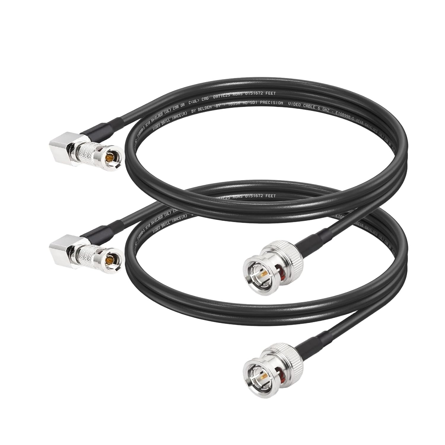 Superbat HDBNC to BNC Cable SDI BNC Male to HDBNC Male Cable Right Angle Belden 1855A, Support 3G/6G/12G-SDI,for Blackmagic Video Assist Monitor Camera Video Switcher 2-Pack