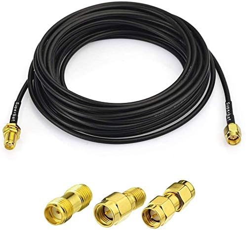 Superbat RF coaxial SMA Male to SMA Female Bulkhead RG174 Cable + 3pcs RF Coax SMA Adapter Kit for SDR Equipment Antenna Ham Radio,3G 4G LTE Antenna,ADS-B,GPS and etc