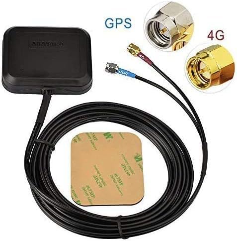 Superbat Vehicle GPS + 4G LTE Magnetic Mount Combination Antenna with SMA Connector for GPS Navigation Head Unit Car Telematics 4G LTE System