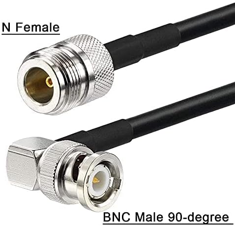 SUPERBAT N Type Female to Right Angle BNC Male Coax Cable RG58 for Radio Scanners Antenna Repeater System Commo Equipment Extension Cable, 3 Feet