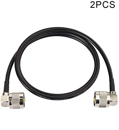 Superbat CB Coax Cable 2ft UHF Pl259 Male to Male Right Angle RG58 Coax Cable PL-259 Jumper for HAM CB Radio, Antenna Analyzer, Tunner, Dummy Load, SWR Meter 2-Pack