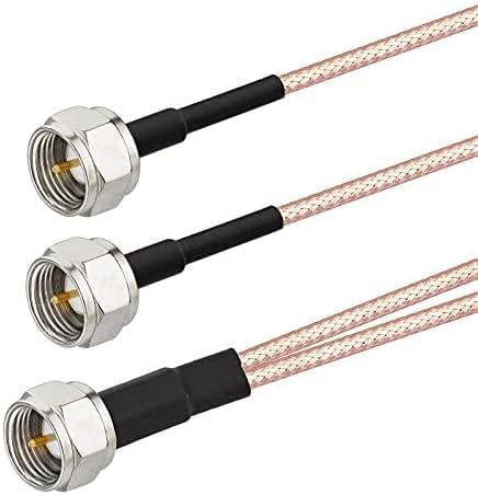 Superbat F Type Splitter Cable 6inch F Male to F Dual Male Coax 75 Ohm TV Splitter for Cable Box, Modem, TV Aerial, Satellite etc.