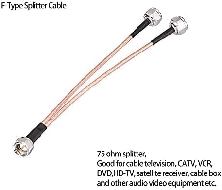 Superbat F Type Splitter Cable 6inch F Male to F Dual Male Coax 75 Ohm TV Splitter for Cable Box, Modem, TV Aerial, Satellite etc.