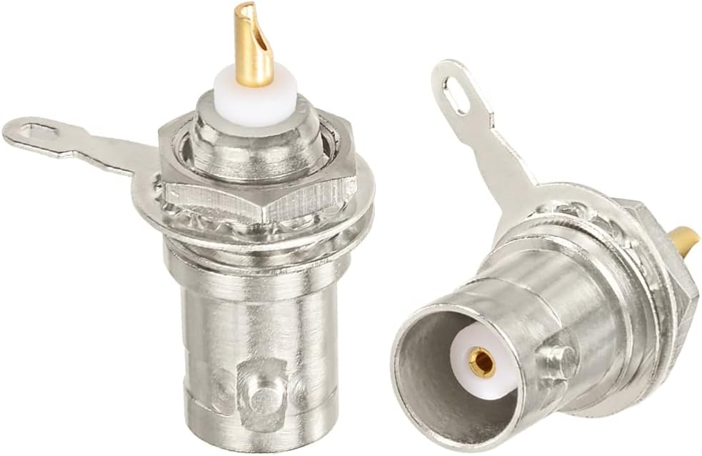 Superbat BNC Female Connector BNC Chassis Panel Mount Solder Nut Bulkhead RF Connector for Monitor Equipment RG58 RG59 RG6 RF Coaxial Cable Welding Machine Parts 5Pcs