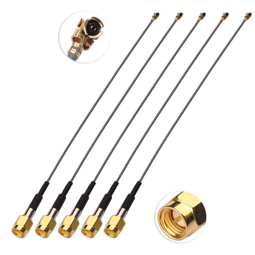 Superbat UFL to SMA Pigtail Cable UFL to SMA Male Extension Cable (6inch 5-Pack) for Bluetooth Antenna WiFi & WiMax Network Card Mini PCI Express