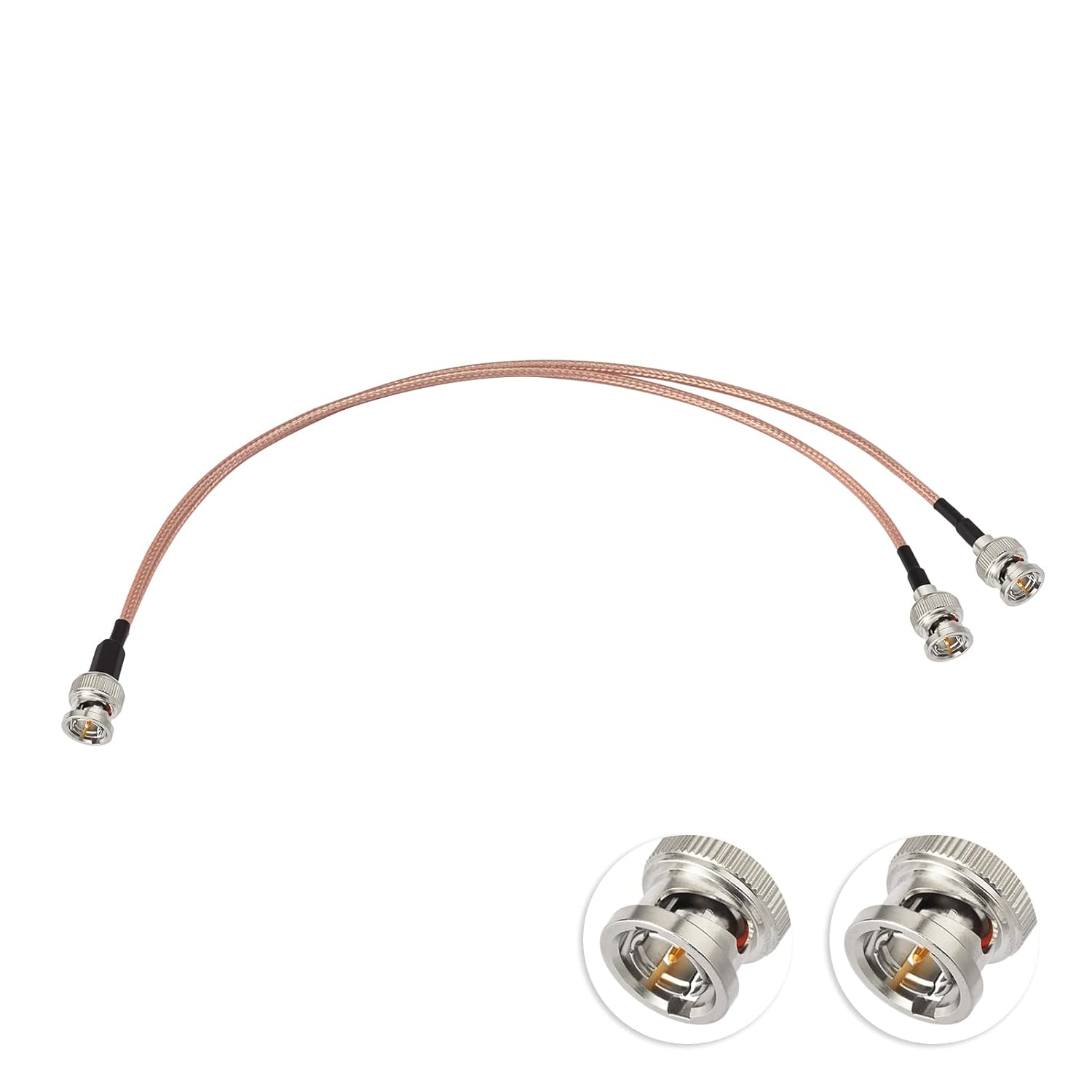 Superbat BNC Coax Splitter 75 Ohm - Dual Male SDI Video Cable (30cm, 12 inches) for Cameras, DVR, Recorder