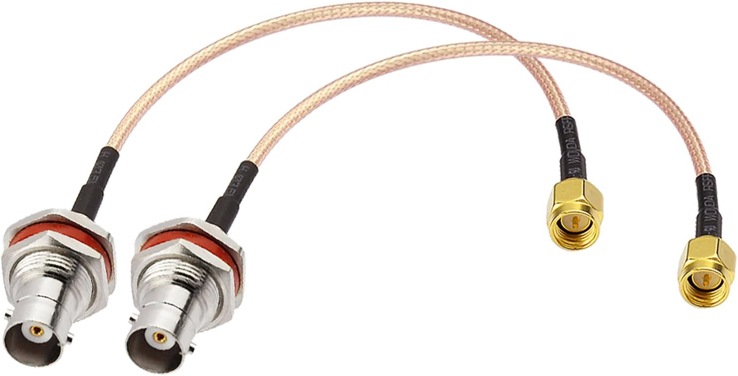 Superbat SMA to BNC Bulkhead Cable 50 Ohm SMA Male to BNC Female RG316 Coaxial Cable Jumper (6inch 2-Pack) for Ham Radio Scanner Antenna Wi-Fi Wireless LAN Devices etc.