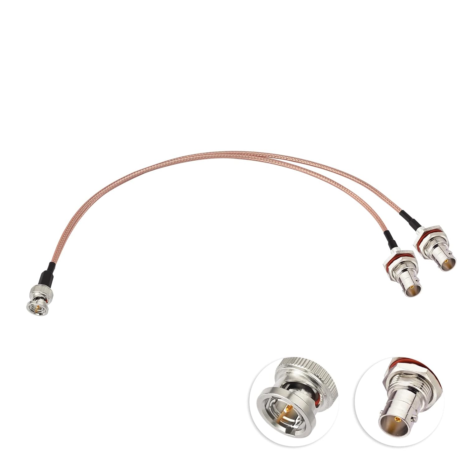 Superbat 1ft (30cm) 75 Ohm HD-SDI BNC Coax Splitter Cable (1 in 2 out) for Cameras, DVR Recorders, CCTV Monitors, SDI Converters, Video Splitters, etc.