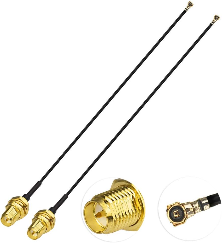 SUPERBAT U.fl/IPEX MHF4 Cable (6inch 2-Pack) MHF4 to RP-SMA Bulkhead Cable for M.2 NGFF Interface Mini PCIe Cards WiFi Bluetooth Antenna Extension Cable PCI Router