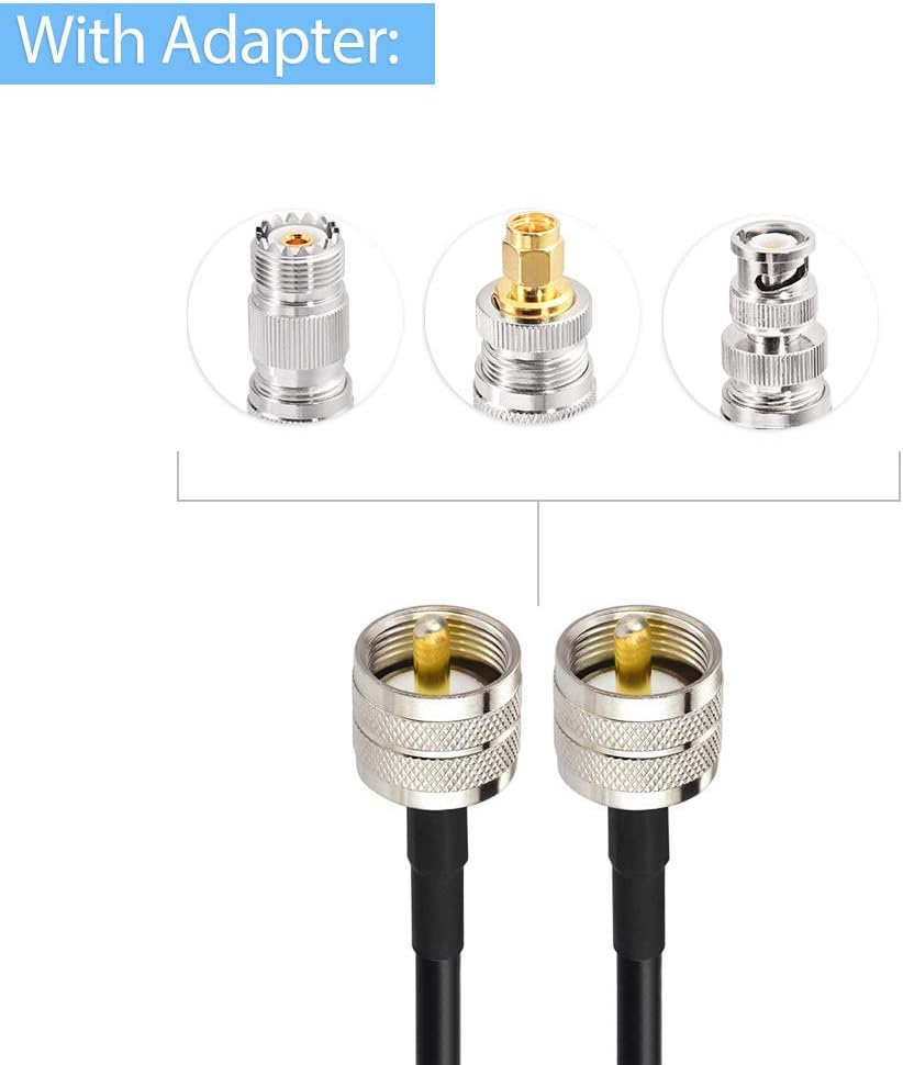 SUPERBAT PL259 Cable UHF RG58 Coaxial Cable 6ft, PL-259 Coax Jumper + SMA/BNC/PL259/SO239 Adapter Kit for CB Ham Radio Amateur,SWR Meter Two-Way Radio Applications