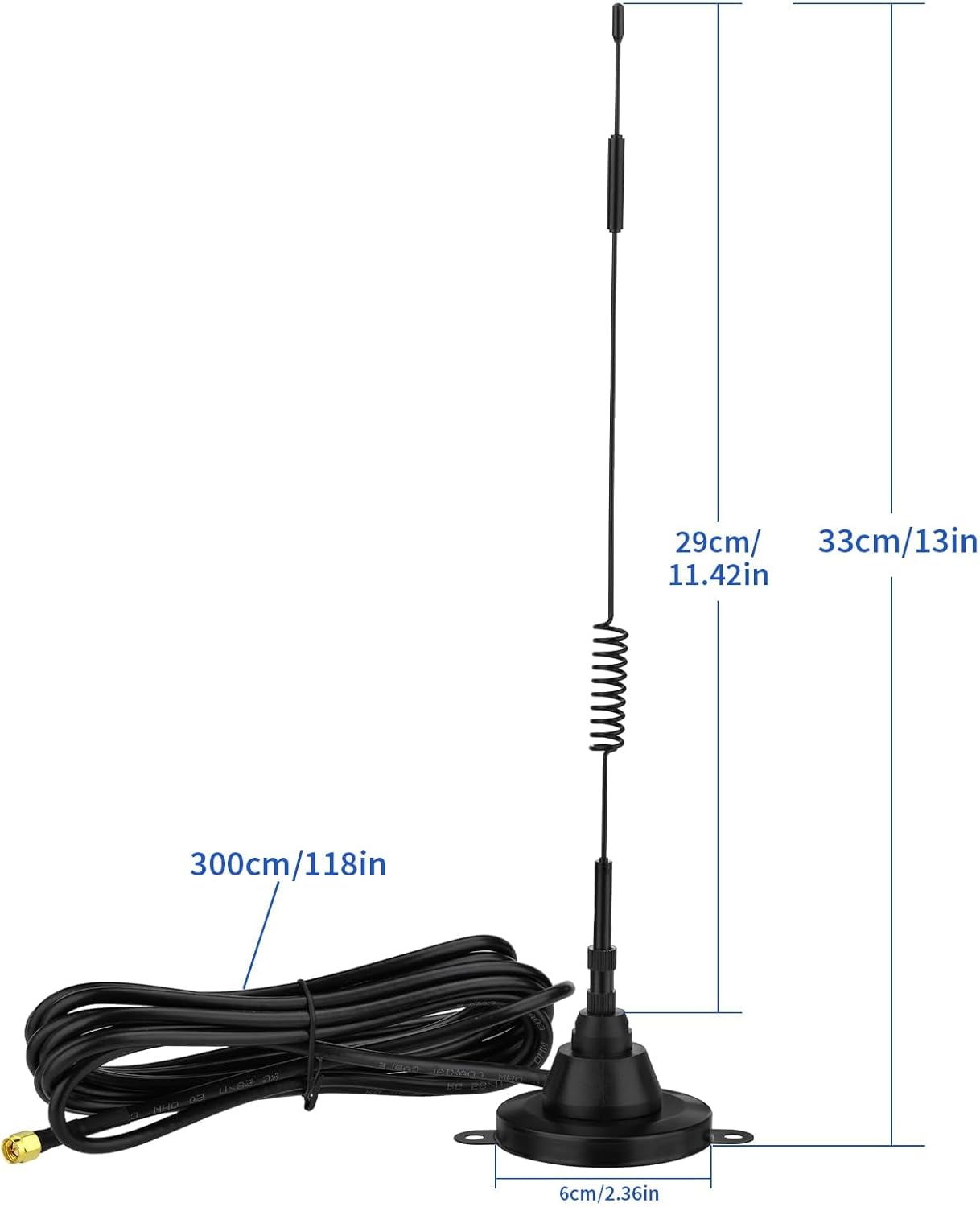 SUPERBAT 4G LTE Antenna 7dbi 698-2700MHZ Magnetic Base SMA Male Antenna for Router M2M Gateway CPE Router Vehicle Car Mobile Cellular MMDVM Hotspot