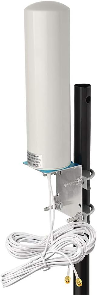 Superbat Omnidirectional MIMO Antenna 10dbi 4G LTE Outdoor Wall Mount Waterproof Antenna with 2 SMA /TS9 Connectors for Hotspot Routers Trail Camera etc.