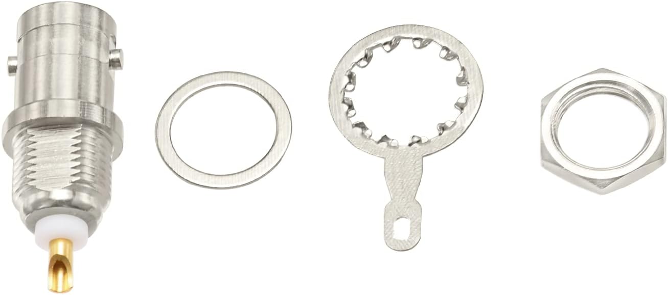 Superbat BNC Female Connector BNC Chassis Panel Mount Solder Nut Bulkhead RF Connector for Monitor Equipment RG58 RG59 RG6 RF Coaxial Cable Welding Machine Parts 5Pcs