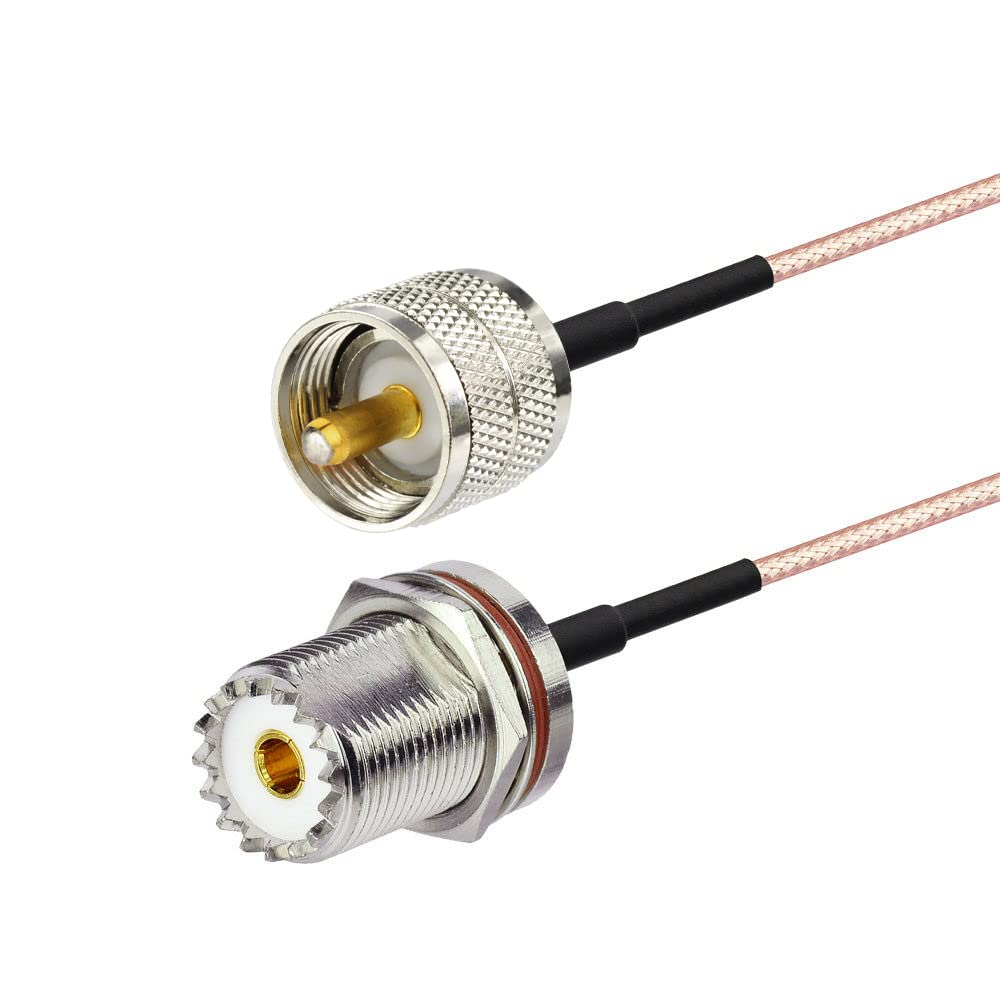 Superbat CB Coax Cable UHF PL-259 to SO239 Bulkhead Connector Cable (12inch RG316 Jumper) for VHF/UHF Radio Antenna Analyzer Dummy Load SWR Meter