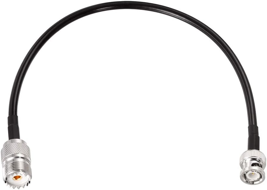 SUPERBAT BNC Male to SO239 RG58 Cable,UHF Female Jack to BNC Male Plug Adapter Jumper Cable for VHF Radio Mobile to Base Antenna scanners,12 Inch,2 Pcs