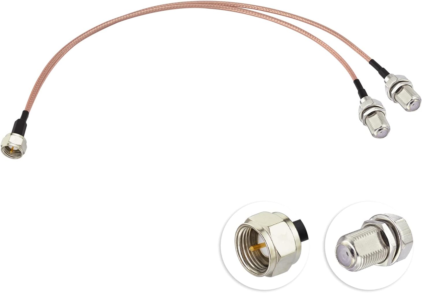 Superbat F-Type Splitter Cable F Male to F Dual Female Coax Splitter Cable V-Type F Type TV Splitter Cable Satellite 75ohm