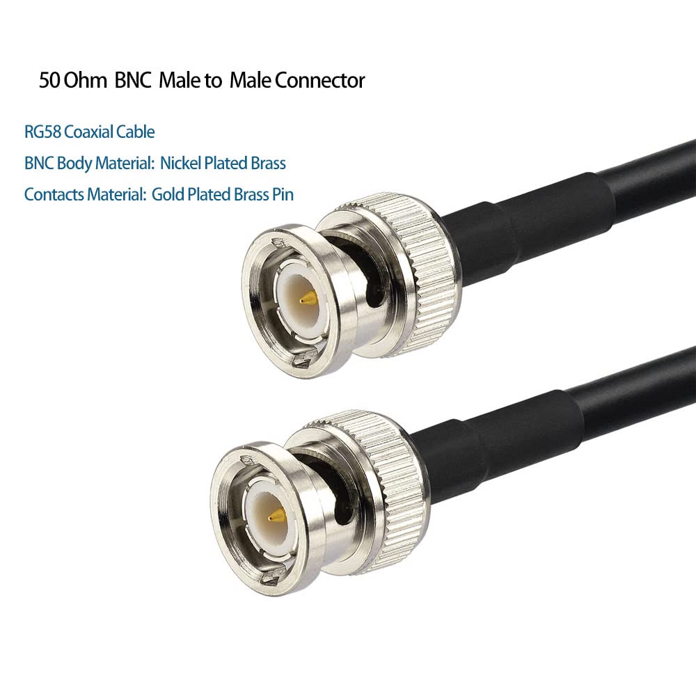 Superbat BNC Cable 25ft BNC Male to Male Connectors 50 Ohm RG58 Coax Cable for Radio Antenna Tuner Scanner Oscilloscope Generator HD SDI Converter Video Balun etc.