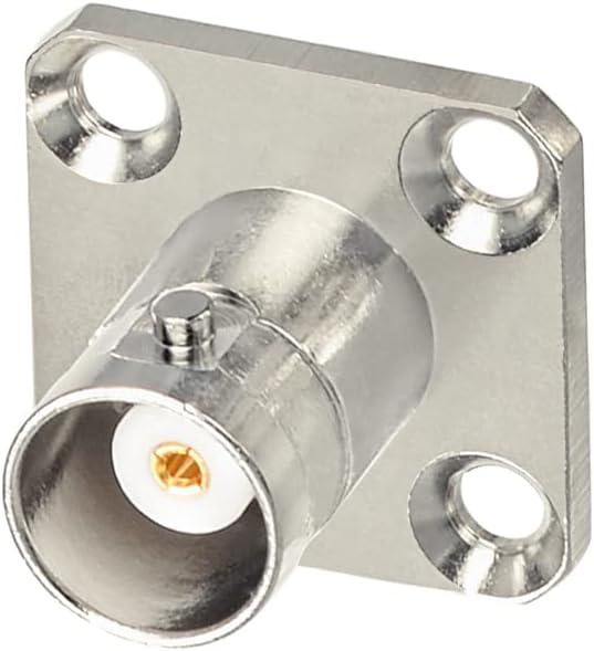 Superbat BNC Connectors BNC Female Jack 4 Hole Flange Panel Chassis Mount Coaxial Solder Connector 5pcs