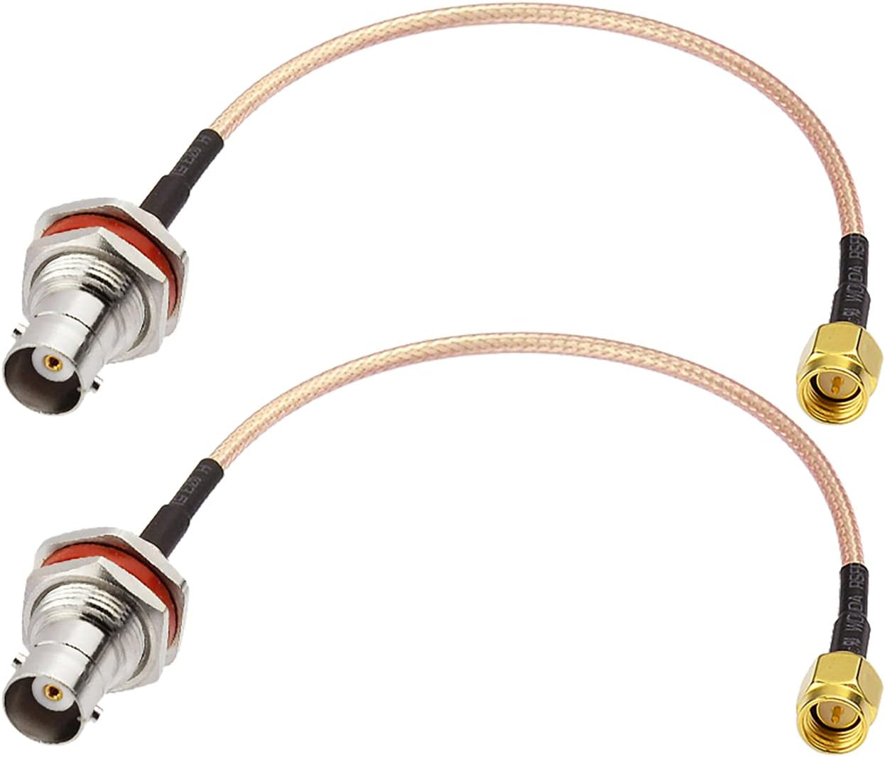 Superbat SMA to BNC Bulkhead Cable 50 Ohm SMA Male to BNC Female RG316 Coaxial Cable Jumper (6inch 2-Pack) for Ham Radio Scanner Antenna Wi-Fi Wireless LAN Devices etc.