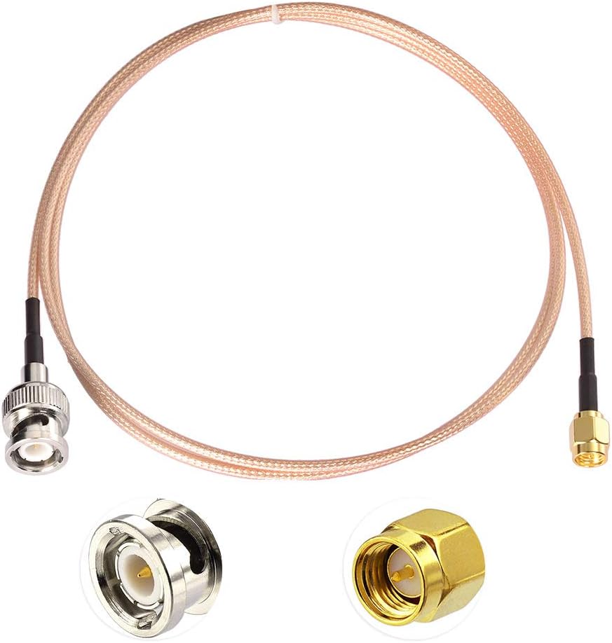 SUPERBAT SMA to BNC Cable Pigtail + Right Angle SMA to BNC Jumper (3ft, 2Pcs) for VHF/UHF Radios and SDRs
