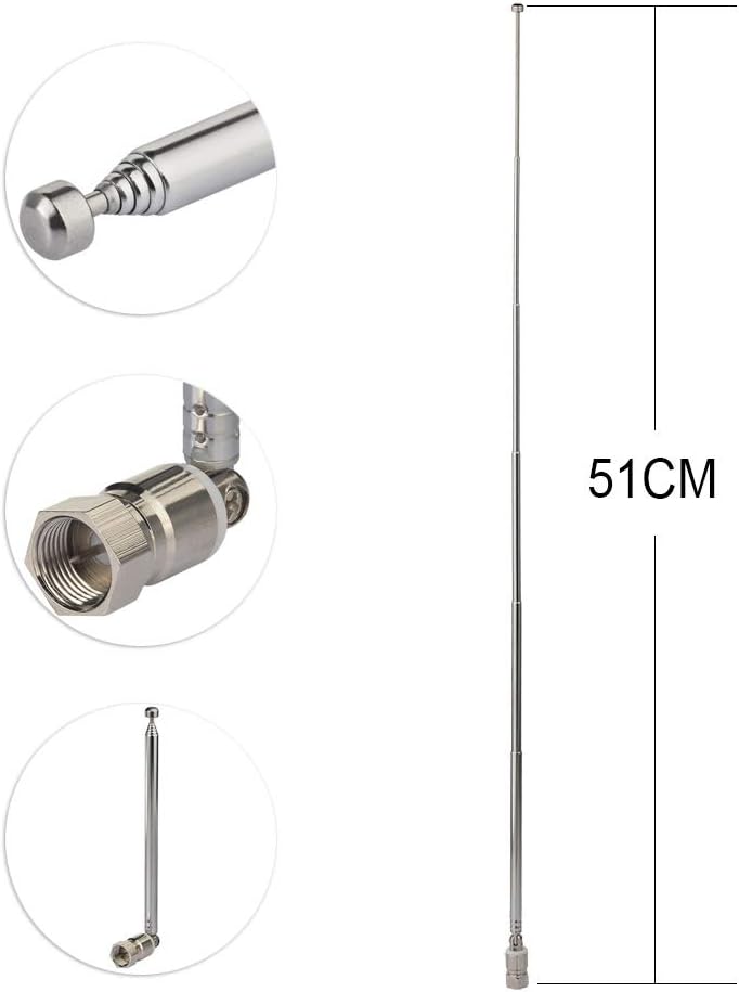 Click to see full view Superbat FM Antenna Telescopic 75 Unbal F Type Connector Radio Replacement Antenna with Adapter for TV AM FM Radio Stereo Receiver Bose Wave Radio etc.