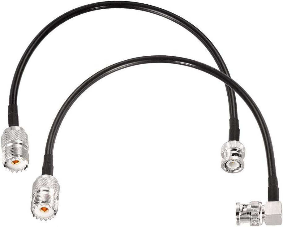 SUPERBAT BNC Male to SO239 RG58 Cable,UHF Female Jack to BNC Male Plug Adapter Jumper Cable for VHF Radio Mobile to Base Antenna scanners,12 Inch,2 Pcs