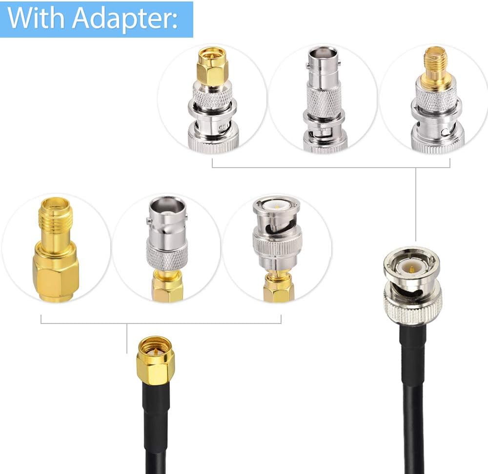 SUPERBAT SMA to BNC Cable Kit 5pcs RF Coax Adapter Kit for RF Applications/Antennas/Wireless LAN Devices/Wi-Fi Radios External Antenna etc