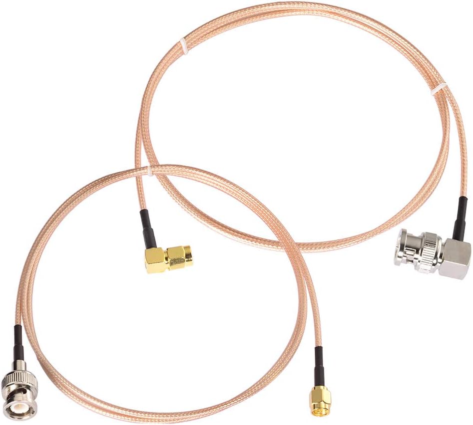 SUPERBAT SMA to BNC Cable Pigtail + Right Angle SMA to BNC Jumper (3ft, 2Pcs) for VHF/UHF Radios and SDRs