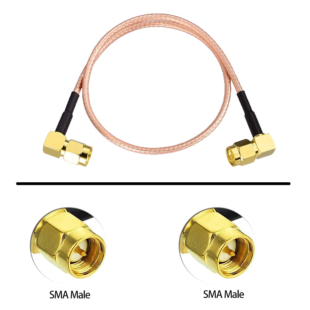 SUPERBAT SMA Extension 3ft Male to Male Right Angle Connector RG316 Cable Jumper for FPV Antenna Router WiFi Network Analyzer etc. 2-Pack