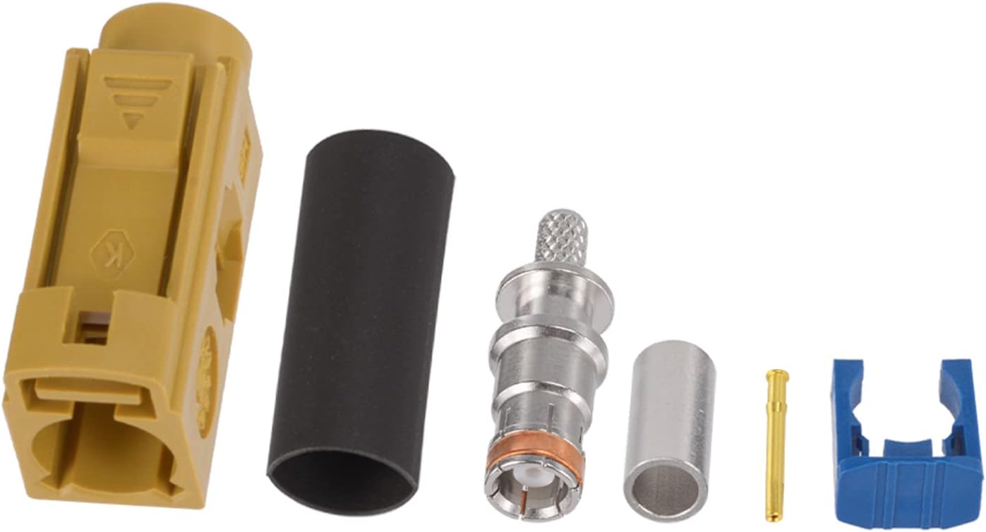Superbat Fakra Crimp Connector Fakra K Curry Female Connector for RG174 RG179 RG316 Coax Cable, for Car Antenna Sirius XM Radio Navigation etc. 10pcs