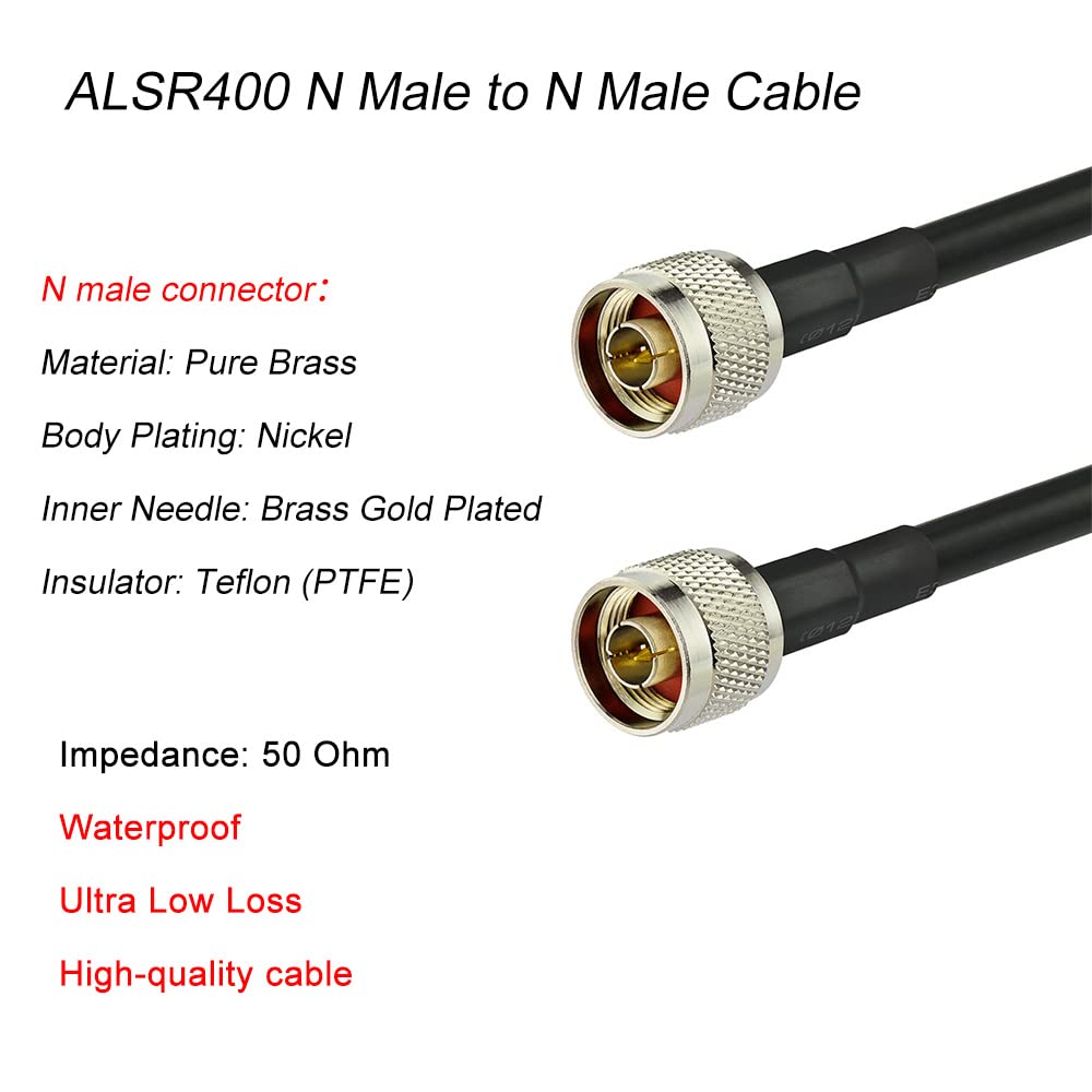 Superbat N Male to N Male Cable Ultra Low Loss Coax Cable 50 Ohm Coaxial Cable for ADS-B Antenna SWR Meter Cell Booster Lora Antenna Surge Arrester etc.