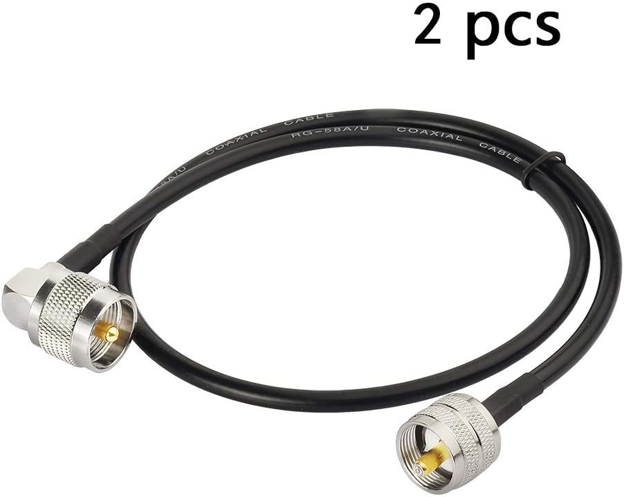 Superbat PL-259 Jumper Cable UHF (Pl259) Male to Male Low Loss Digital RG58 Coax Cable (2 Foot RG58) for HAM & CB Radio,Antenna Analyzer,Dummy Load,SWR Meter 2-Pack
