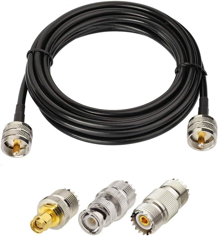 SUPERBAT PL259 Cable UHF RG58 Coaxial Cable 6ft, PL-259 Coax Jumper + SMA/BNC/PL259/SO239 Adapter Kit for CB Ham Radio Amateur,SWR Meter Two-Way Radio Applications
