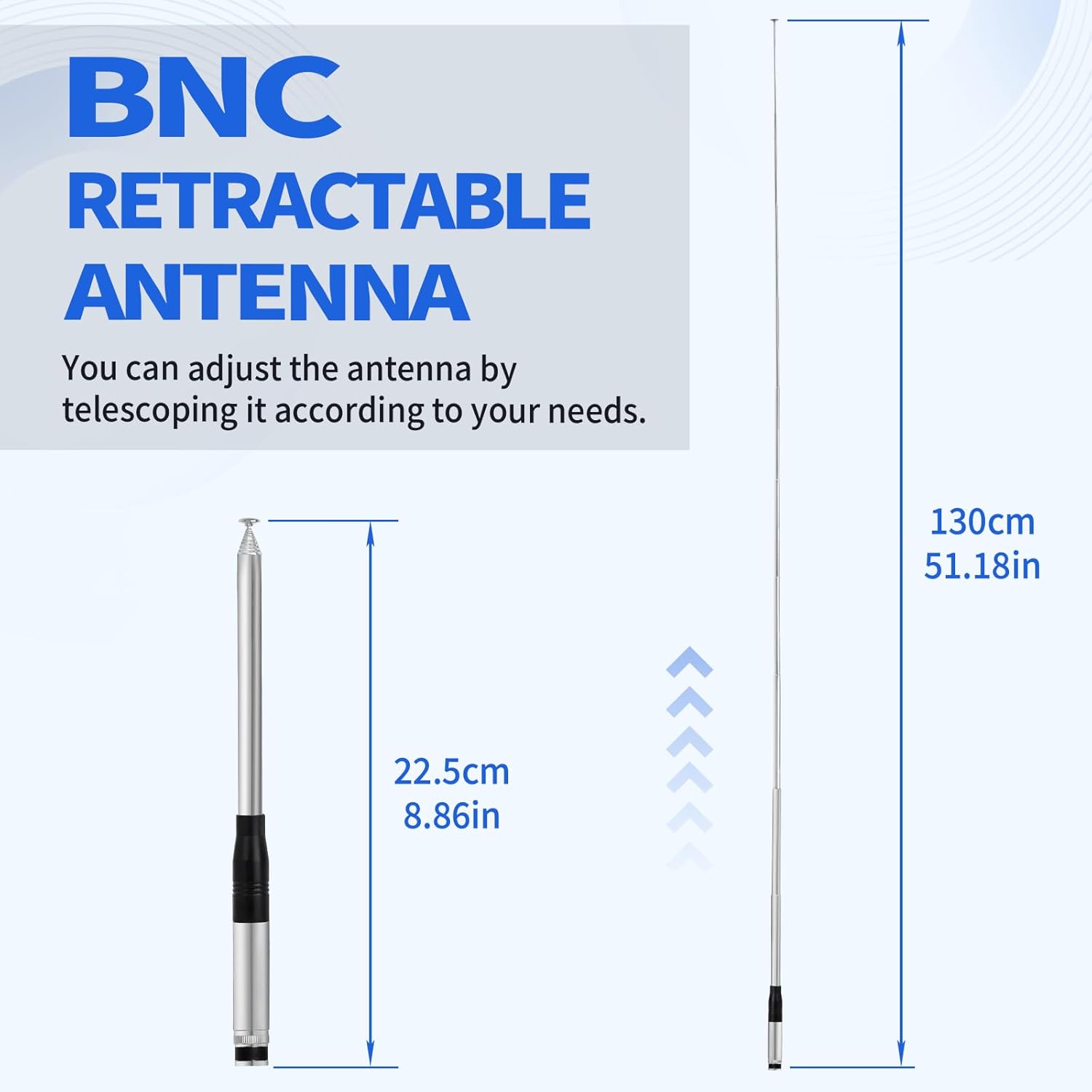 Superbat CB Antenna 27MHz Telescopic CB Radio Antenna Handheld Rod Portable Radio Antenna BNC Male Connector Compatible with Cobra Midland Uniden CB Radio