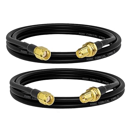 Superbat WiFi Antenna Extension Cable (2-Pack) RP-SMA Male to RP-SMA Female Bulkhead Mount RG8X Cable for WiFi Router Security Camera Wireless Network Card Adapter (Not for TV)