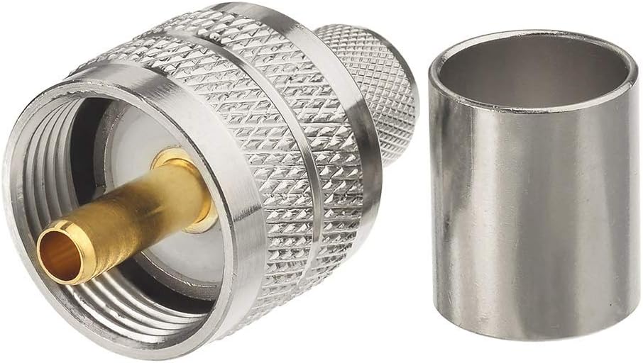 wlaniot PL259 Crimp Connector PL-259 Plug Male Connector pl259 pl-259 UHF Male Solder Connector for LMR-400 RG-213 CB Ham Radio Antenna 2pcs