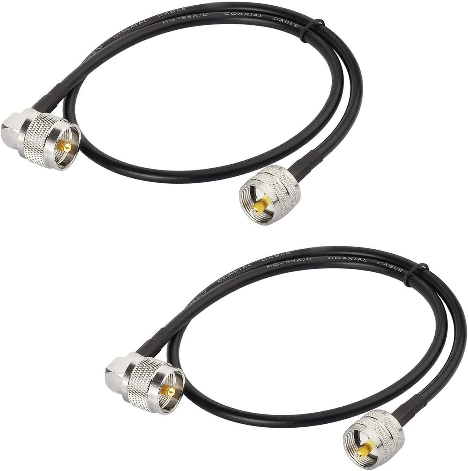 Superbat PL-259 Jumper Cable UHF (Pl259) Male to Male Low Loss Digital RG58 Coax Cable (2 Foot RG58) for HAM & CB Radio,Antenna Analyzer,Dummy Load,SWR Meter 2-Pack