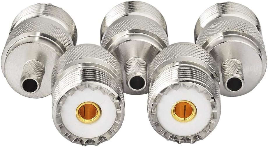 wlaniot SO239 Connectors Crimp SO-239 UHF Female Jack Solder Coax Connector for RG58 LMR195 RG400 Coaxial Cable 5Pcs