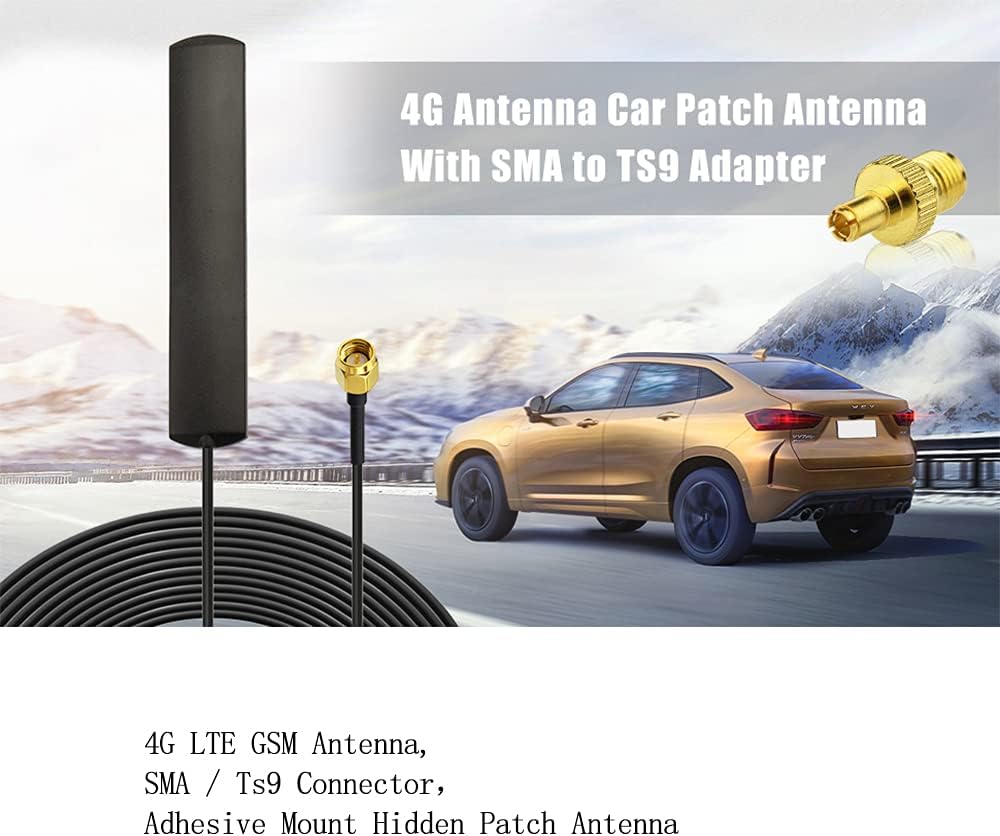 Wlaniot 4G LTE GSM Antenna Omni-Directional 700-2600MHZ Adhesive Mount Antenna with SMA Male Connector for Car Vehicle Hotspot Router Gateway Modem 10ft