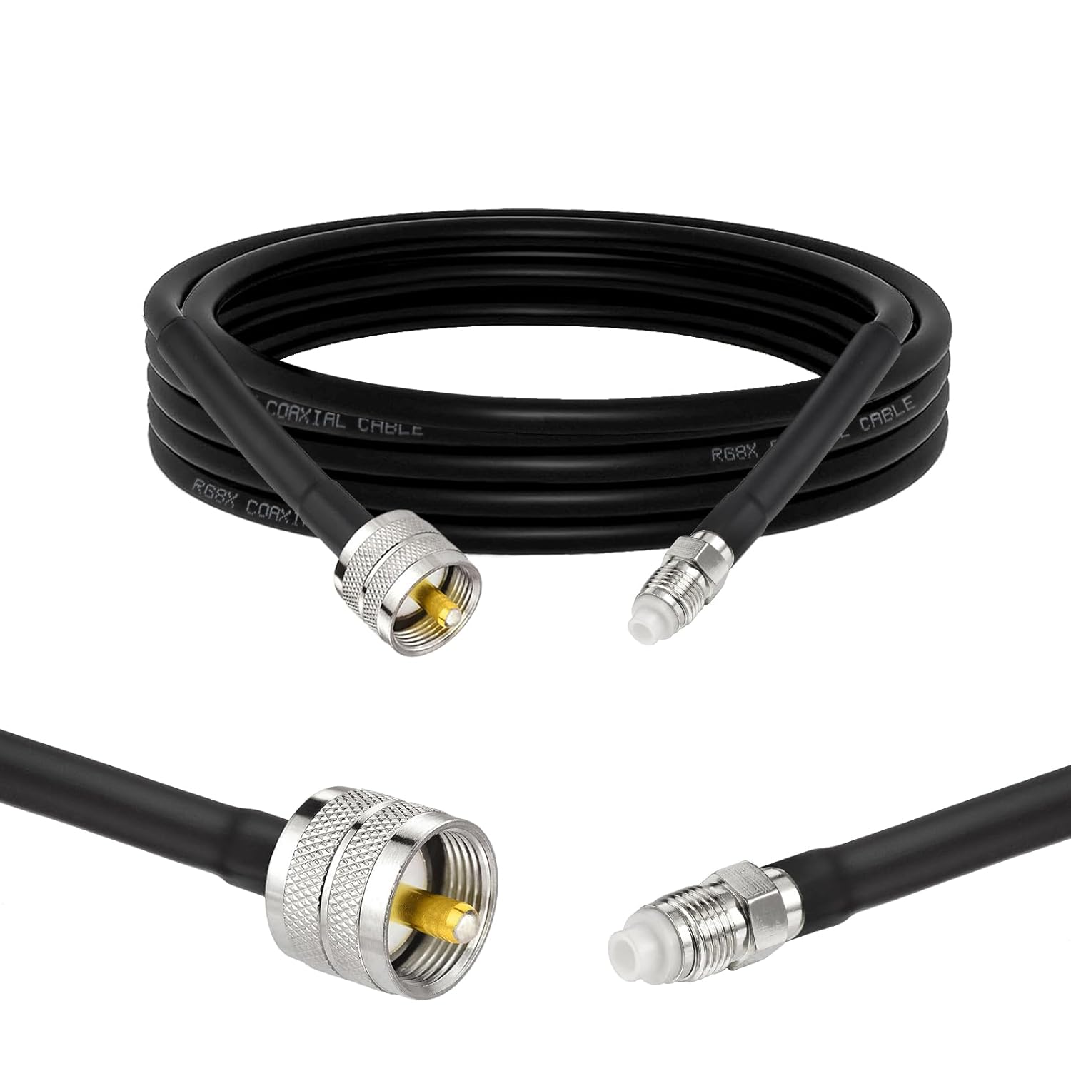 Superbat CB Coax Cable RG8x Coaxial Cable , RG8X Coaxial Stranded Connector Wire with PL-259 and FME/PL259 Male Connector –Durable, Low-Loss CB Radio HAM Radio Coax Jumper