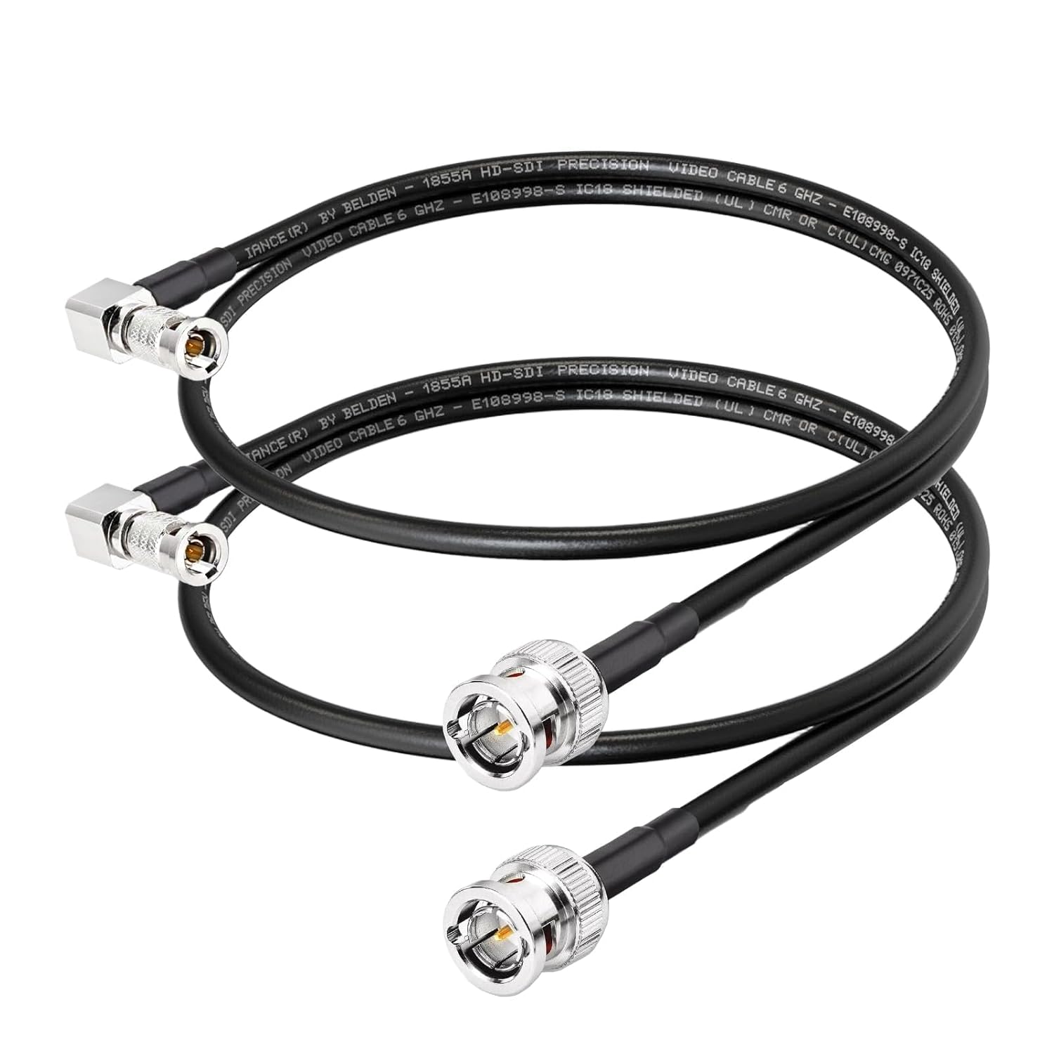 Superbat HDBNC to BNC Cable SDI BNC Male to HDBNC Male Cable Right Angle Belden 1855A, Support 3G/6G/12G-SDI,for Blackmagic Video Assist Monitor Camera Video Switcher 2-Pack