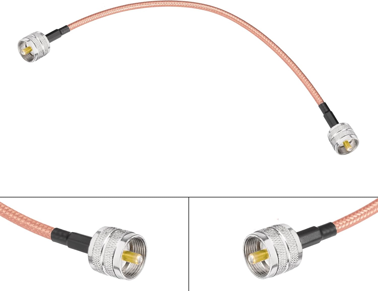 SUPERBAT CB Jumper Cable, UHF Male to Male PL-259 Jumper 12inch High Power Low Loss RG142 Digital Coax Cable for HAM & CB Radio Antenna Analyzer Dummy Load SWR Meter