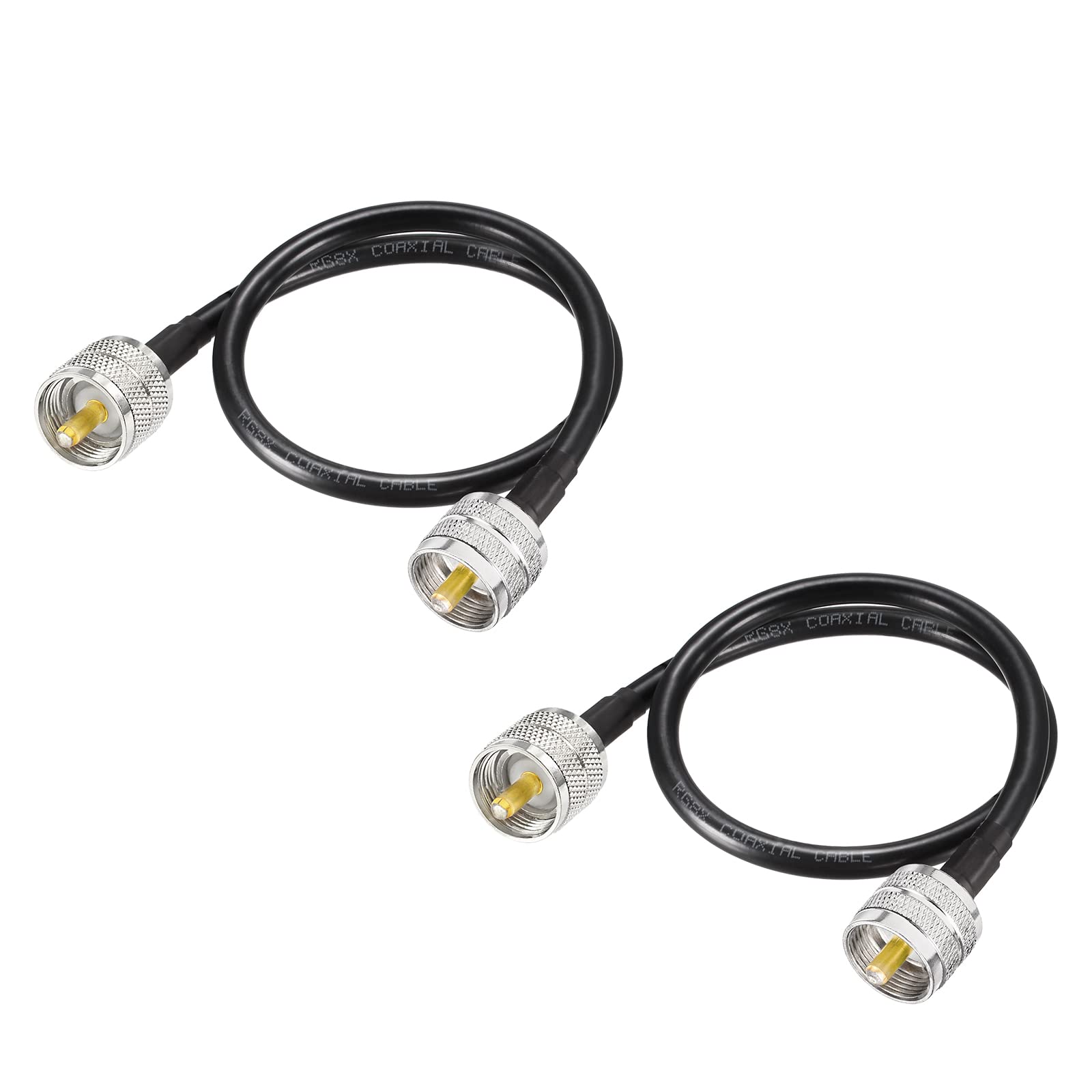 Superbat PL-259 Jumpers, RG8X Jumper PL259 to PL259 Cable (1ft 2-Pack) for CB Antenna Cable Extension Duplexer Tuner Dummy Load Ham Radio and SWR Meter etc.