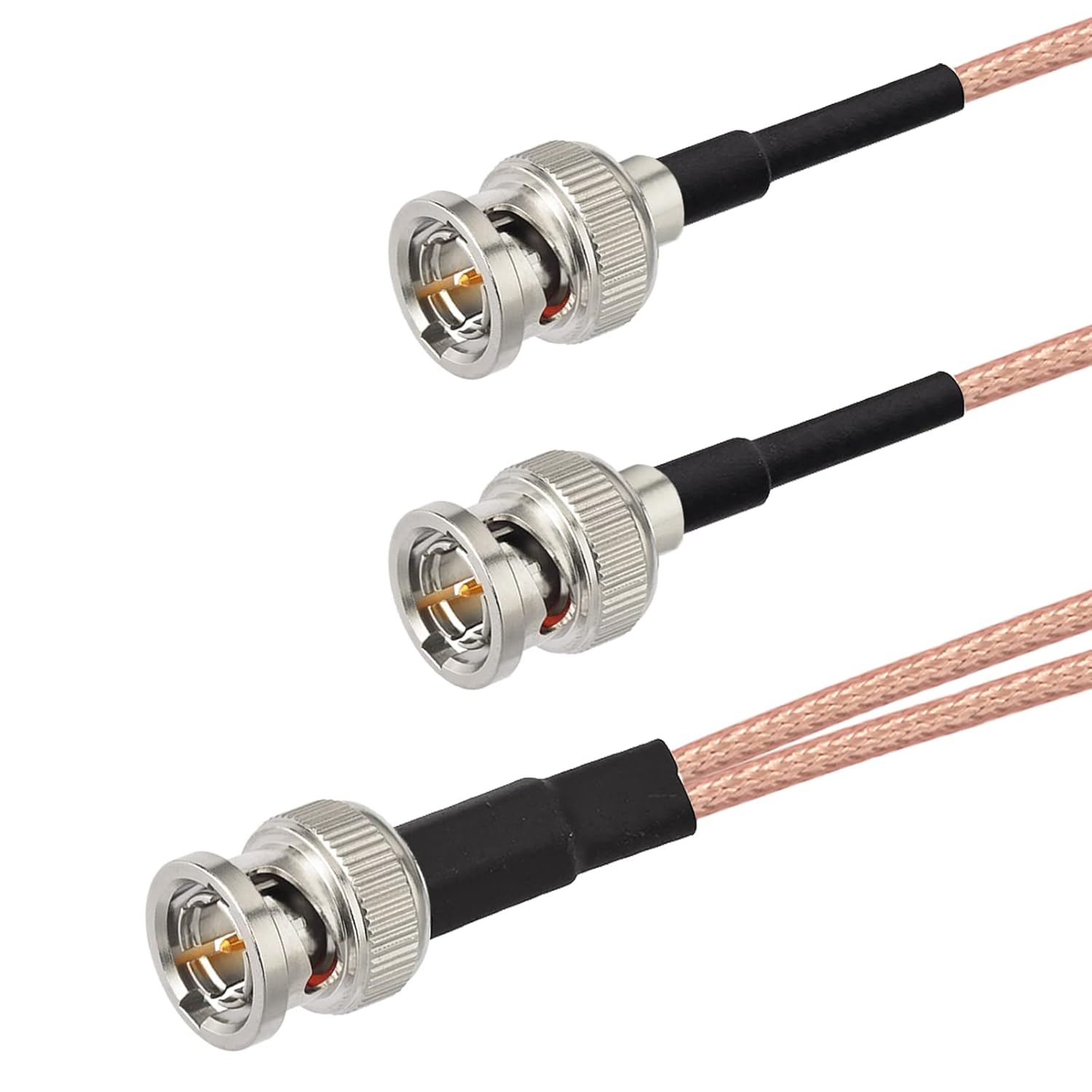 Superbat BNC Coax Splitter 75 Ohm - Dual Male SDI Video Cable (30cm, 12 inches) for Cameras, DVR, Recorder