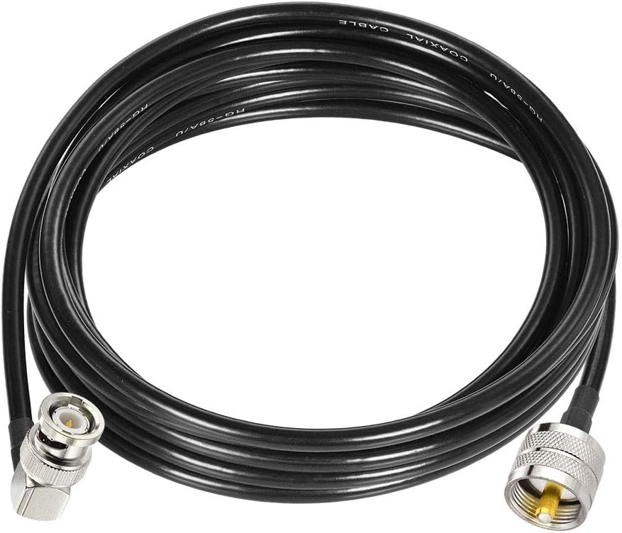 Superbat PL259 to BNC Cable UHF Male to BNC Male Right Angle RG58 Coax Cable for CB Radio Jumper Cable Ham Amateur Radio Scanner Antenna SWR Meter Dummy Load, 10ft