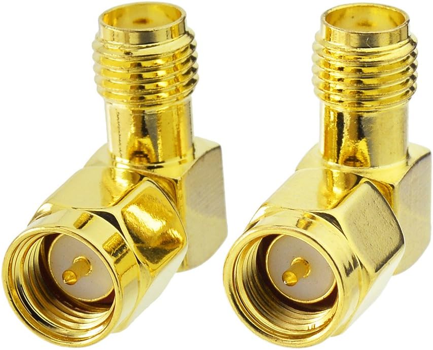 SUPERBAT SMA Adapter 90 Degree,5pcs SMA Male to Female Right Angle Coax Adapter for Radio RTL-SDR FPV Antenna Transmitter LTE Router etc.