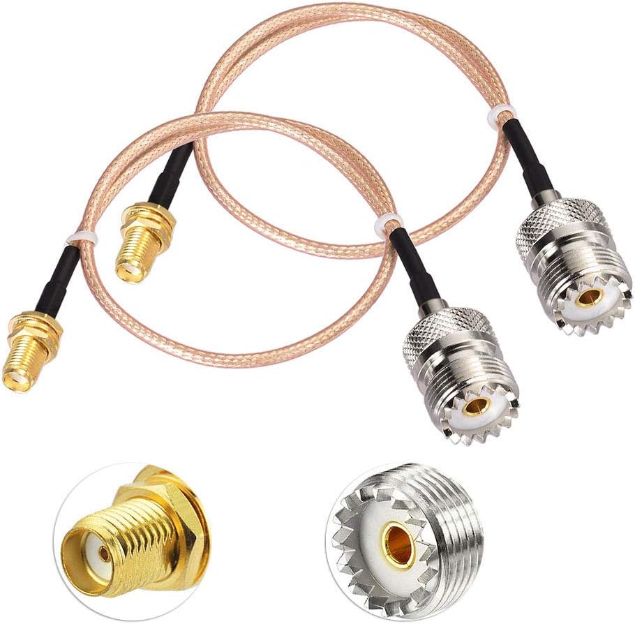 Superbat Coax UHF Female SO-239 to SMA Female Adapter Extension Cable RG316 12" for Baofeng CB Radio Handheld Walkie Talkie 2pcs