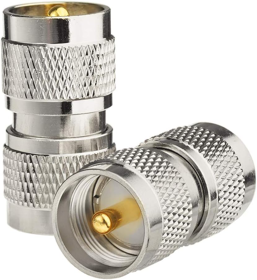 Superbat PL259 Coax Connectors 2-Pack UHF PL259 Male to Male Adapter PL259 Coupler for CB Ham Radio Antenna Dummy Load SWR Meter Cable