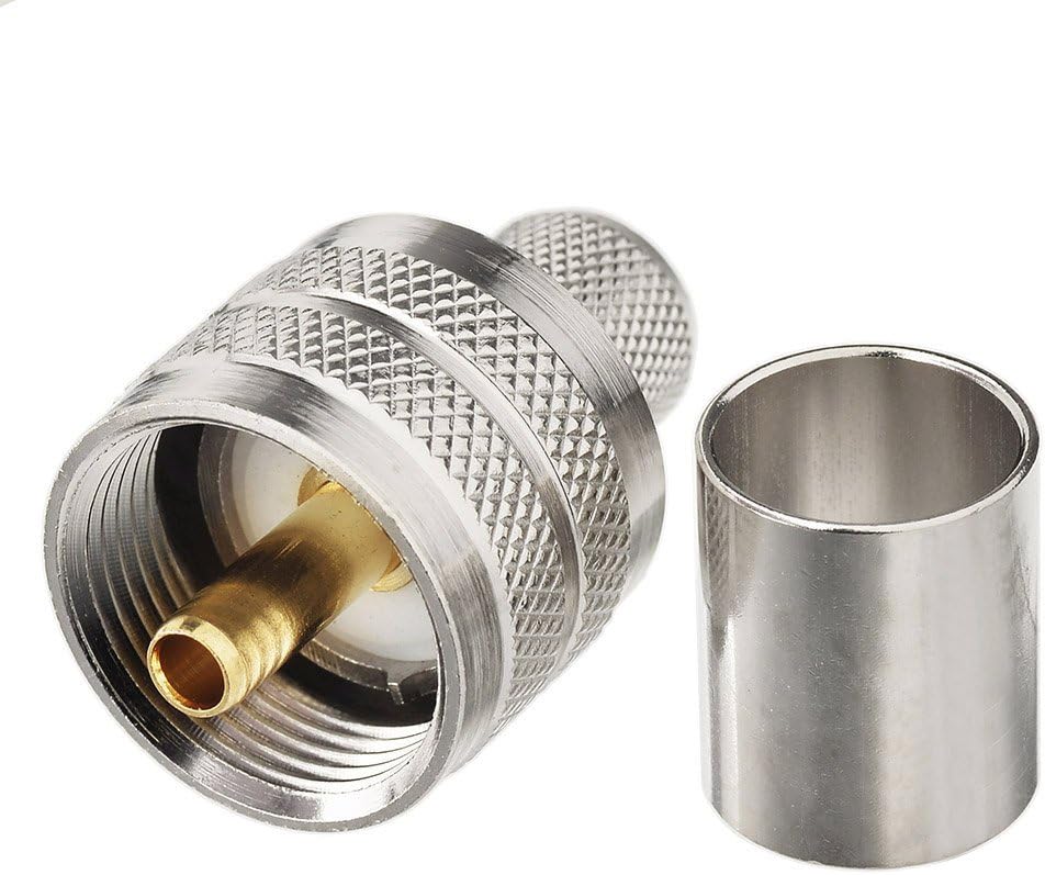 wlaniot PL-259 Connectors Crimp PL 259 UHF Male Plug RF Coaxial Connector for LMR400 9913 RG214 RG213 Coax Cable 5Pcs